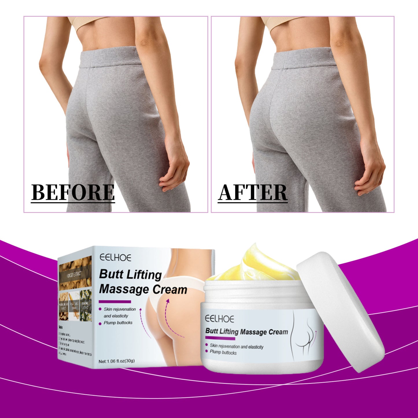US Local EELHOE Buttock Lifting Massage Cream Buttock Contouring Firming Massage Slimming Treatment Cream