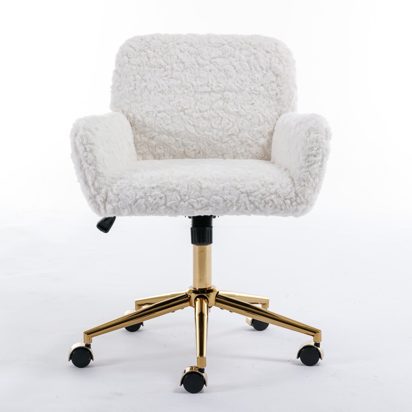 US Local A&A Furniture Rabbit Hair Office Chair With Golden Base, Adjustable