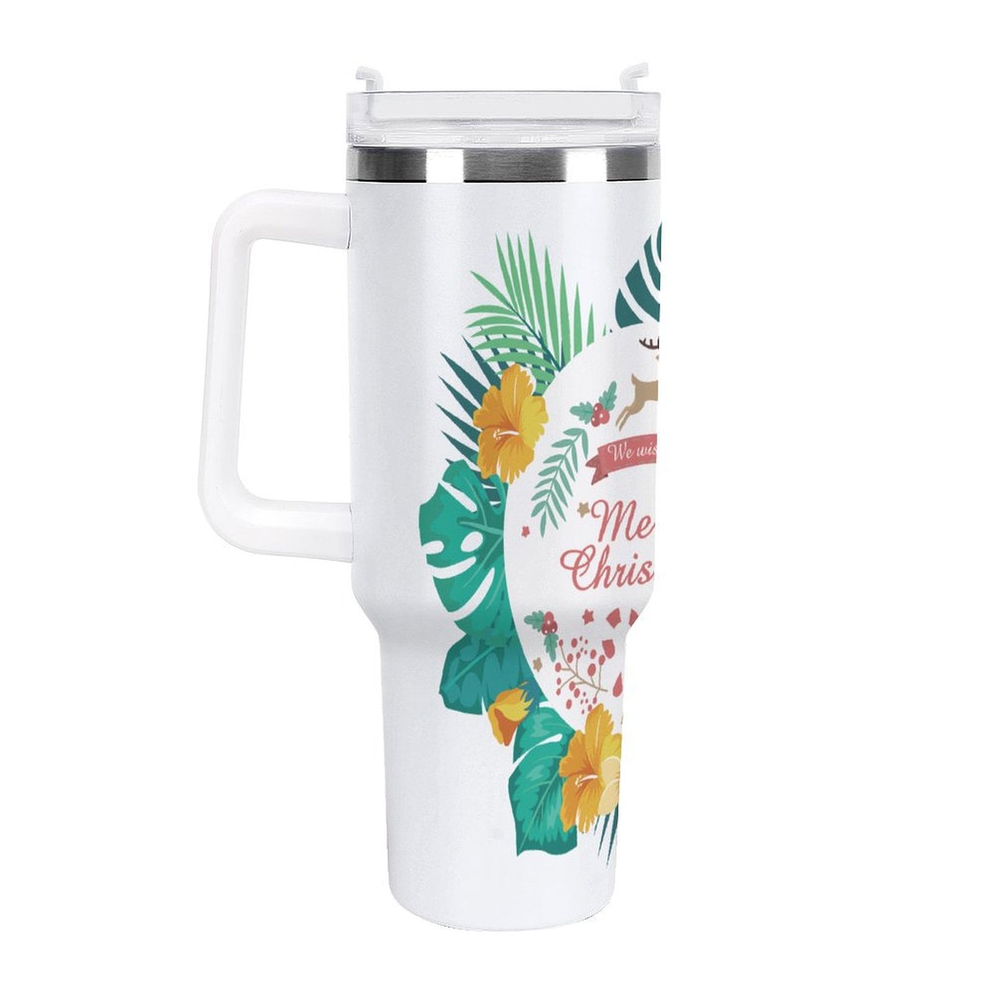 PHDT00303 POD US Local Tumbler 40 oz Large Capacity Car Cup Christmas Plants Flowers