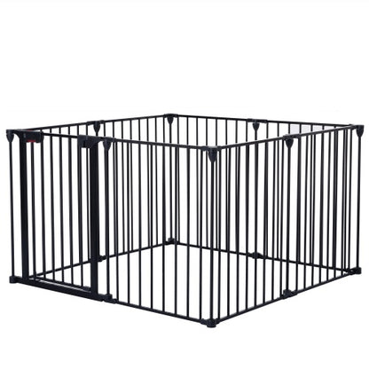 US Local 200 Adjustable Safety Gate 8 Panels Play Yard Metal Doorways Fireplace Fence Christmas Tree Fence Gate For House Stairs Gate Prohibited Area Fence