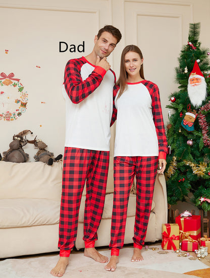 Christmas Solid Color Plaid Printed Christmas Parent-child Homewear Suits