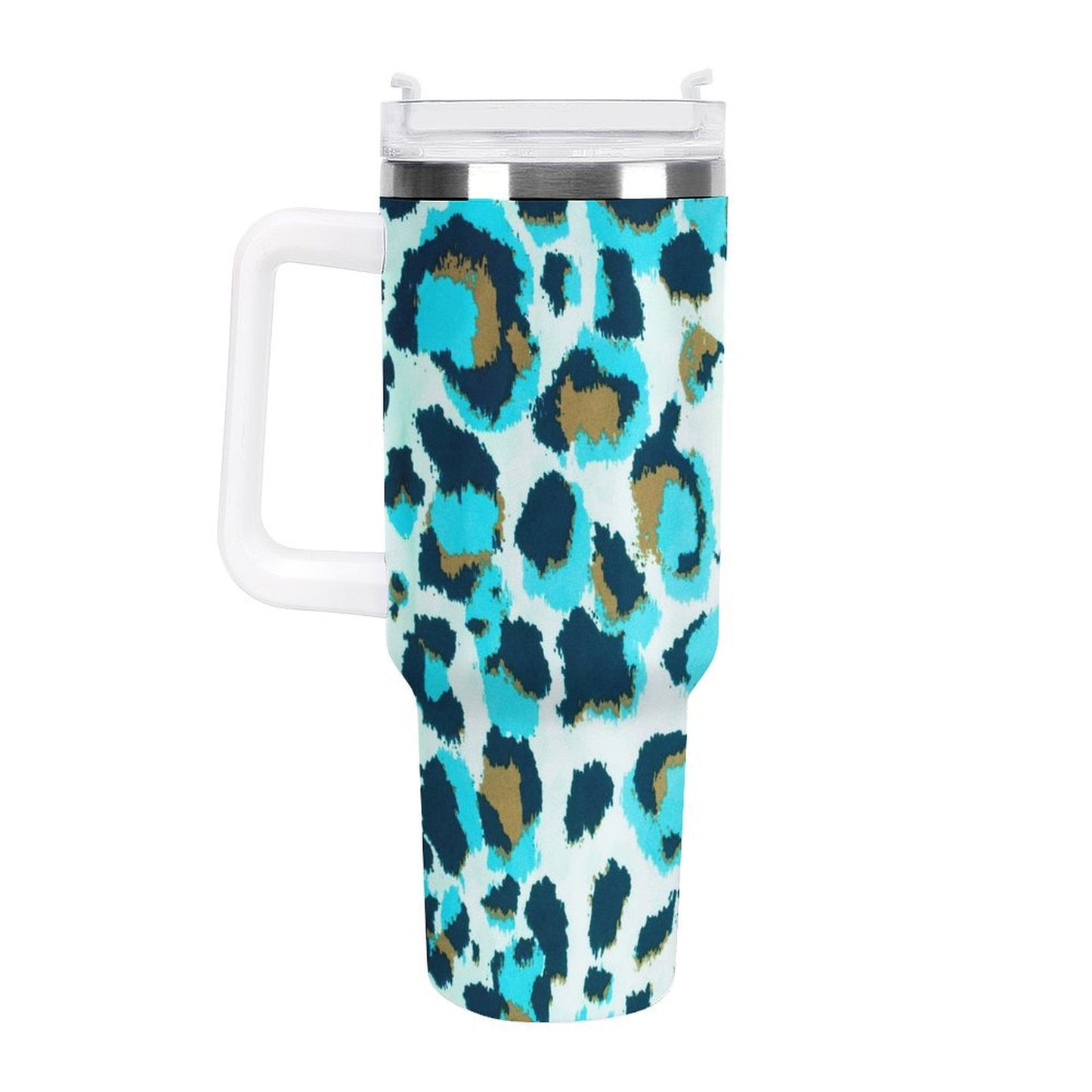 PHDT00417 POD US Local Tumbler 40 oz Large Capacity Car Cup Peacock Blue Leopard