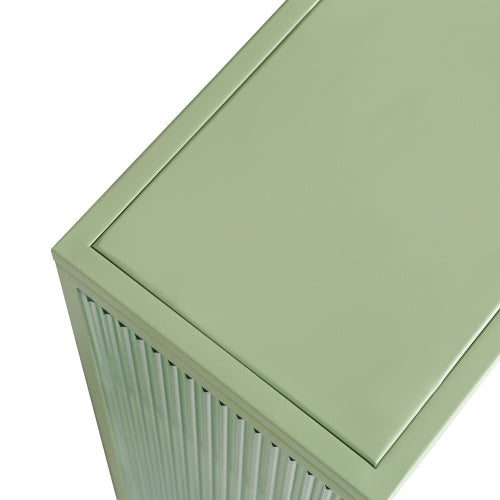 US Local Modern Double Door Wall Cabinet With Glass Door With Three Levels Of Storage For Entrance Living Room, Bathroom, Dining Room, Mint Green