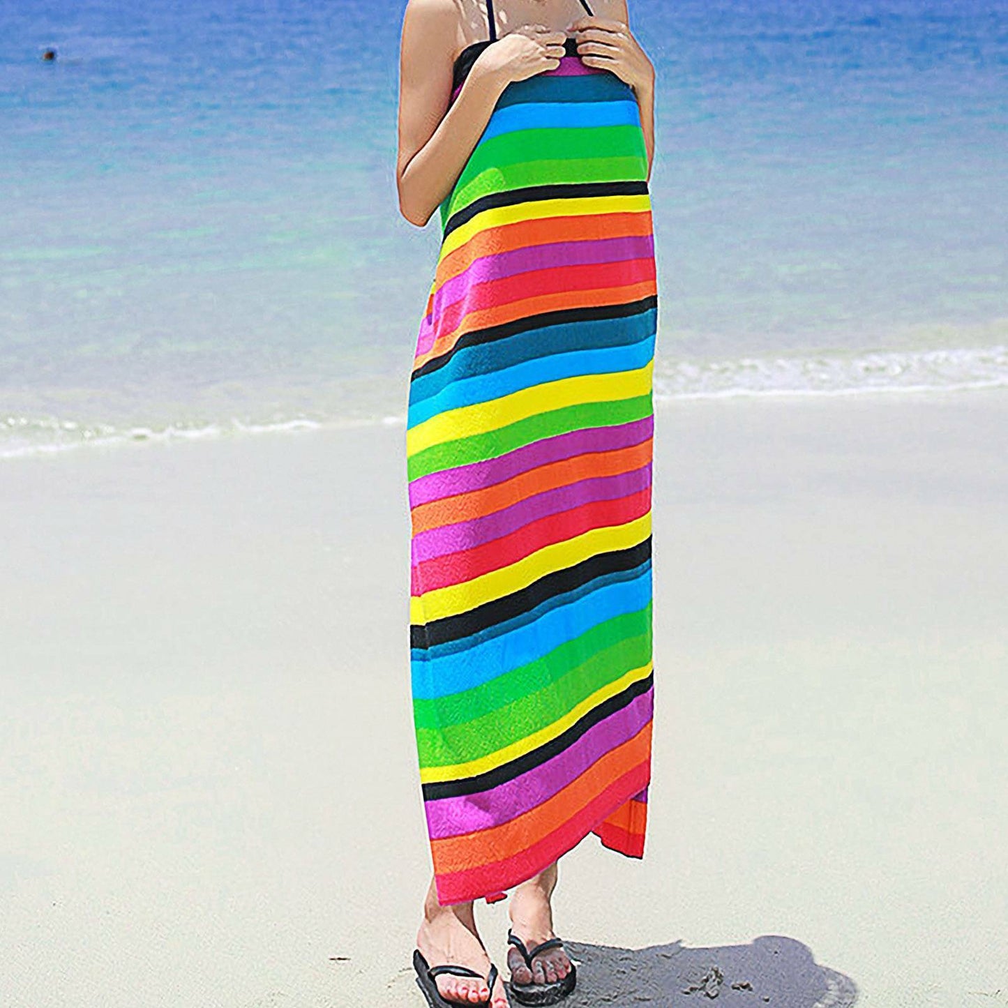 UK Local Striped Extra Large Microfibre Lightweight Beach Towel Quick Dry Travel Towel