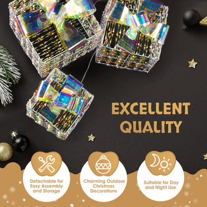 US Local 3pcs 7.5in-6.3in-5in Colorful Gift Box, Christmas Lighting Gift Box