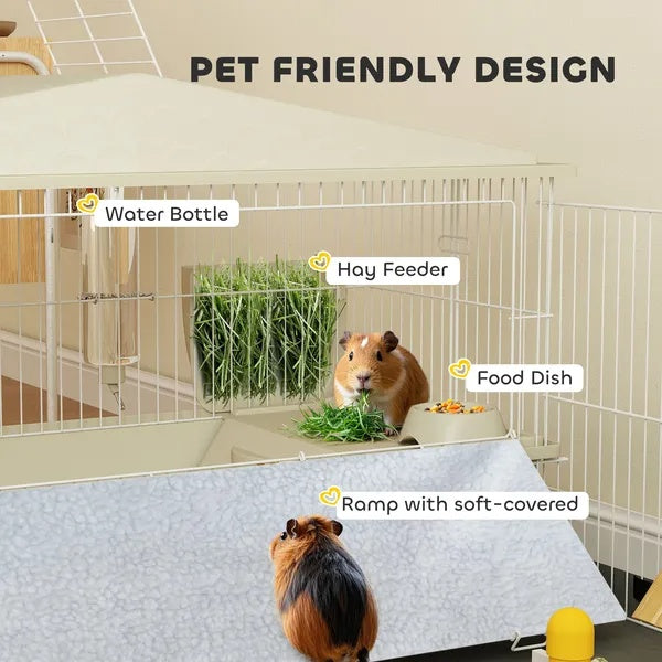 US Local Small Animal Cage With Removable Pet Playpen, Guinea Pig Cage With Waterproof Pad