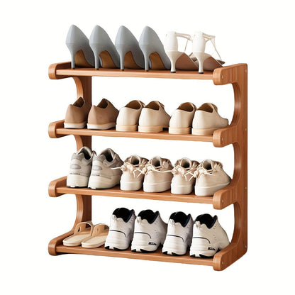 US Local Four-layer Wooden Stackable Floor-standing Shoe Rack Suitable For Entrance, Wardrobe And Corridor To Store High Heels, Sneakers And Sandals,Currently Supports Self-pickup
