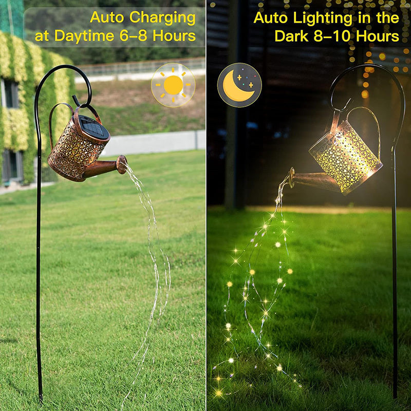 US Local 2 PCS LED Watering Can Solar Light Strings, Solar Lights Outdoor Decorative Lamp, Solar Lantern Outd