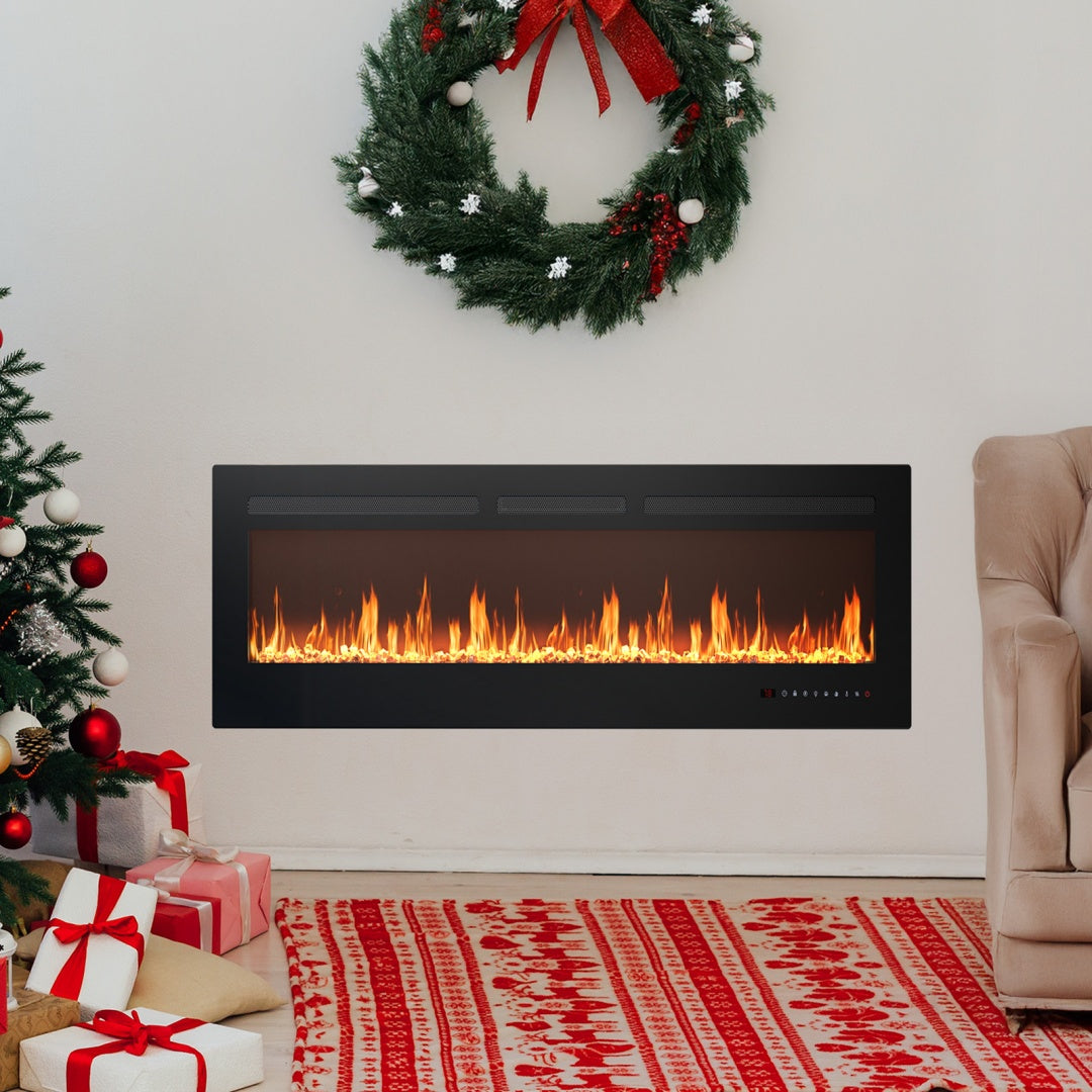 US Local Electric Fireplace, 1500W-750W Wall Mount Or Recessed Fireplace Insert And Freestanding, Electric Fireplace Heater With Remote Control