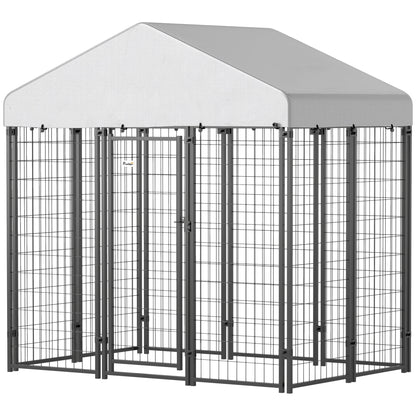 US Local Outdoor Dog Kennel With Roof With Escape-proof Lock, UV-Resistant & Waterproof Cover, 5.9 X 4 X 6, Silver