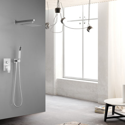 US Local 10 Inch Showerhead Bathroom Luxury Rain Shower Hybrid Shower Complete Combination Set Wall Mounted