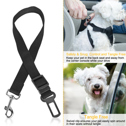 US Local 2Pcs Pet Dog Seat Belt Leash Adjustable Pet Dog Cat Safety Leads Harness Car Vehicle Nylon Fabric Seatbelt Strap
