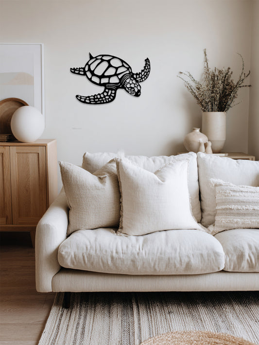 US Local Elegant Metal Sea Turtle Wall Art - Beach-Themed Sculpture For Multiple Rooms