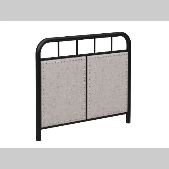 US Local Double-size Linen Upholstered Platform Metal Bed Frame