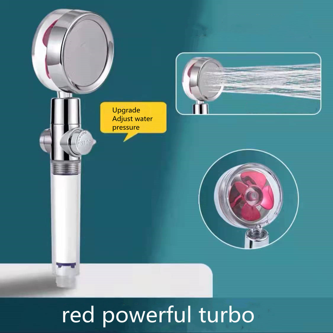 US Local Shower Head Water Saving Flow 360 Degrees Rotating With Small Fan ABS Rain High Pressure Spray Nozzle Bathroom Accessories