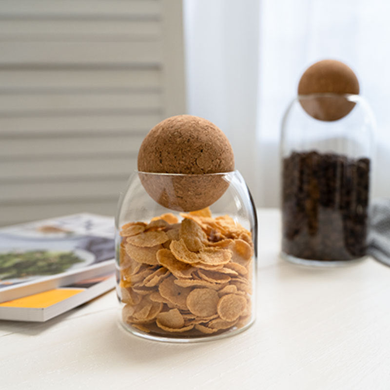 US Local 1 Set Storage Ball Glass Tea Jar,Cork Jar,Sealed Candy Jar,Dry Food Storage Jar