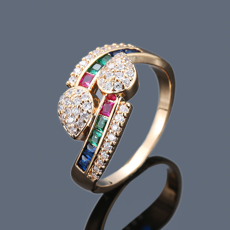 Women's Ring Inlaid With Colorful Zircon Gold-plated Ring