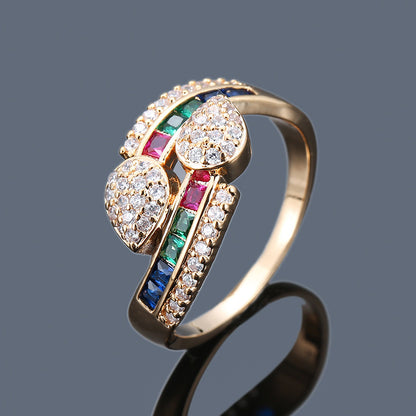 Women's Ring Inlaid With Colorful Zircon Gold-plated Ring