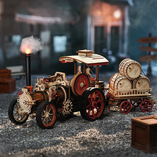US Local ROKR 3D Wooden Puzzle Car Model Steam Engine Mechanical Teens Kids Birthday Gift