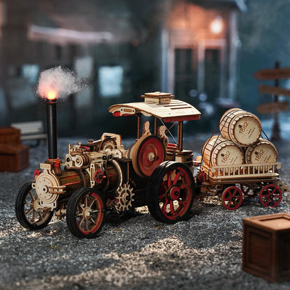 US Local ROKR 3D Wooden Puzzle Car Model Steam Engine Mechanical Teens Kids Birthday Gift