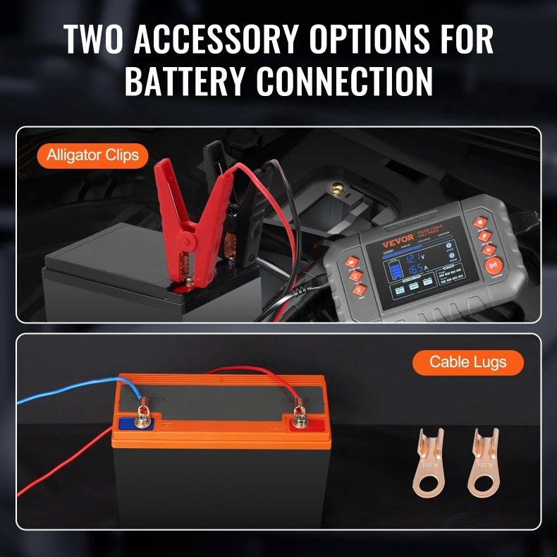 US Local VEVOR Smart Battery Charger, 20-Amp, Lithium LiFePO4 Lead-Acid AGM Gel SLA Car Battery Charger With LCD Display, Trickle Charger Maintainer Desulfator For Boat Motorcycle Lawn Mower Deep Cycle