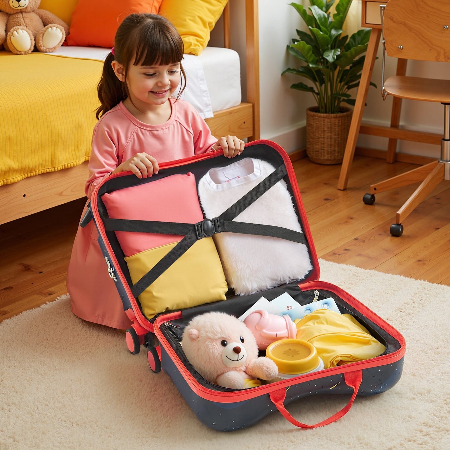 US Local Ride-on Luggage 18-inch Lightweight Kids Scooter Suitcase With Wheels