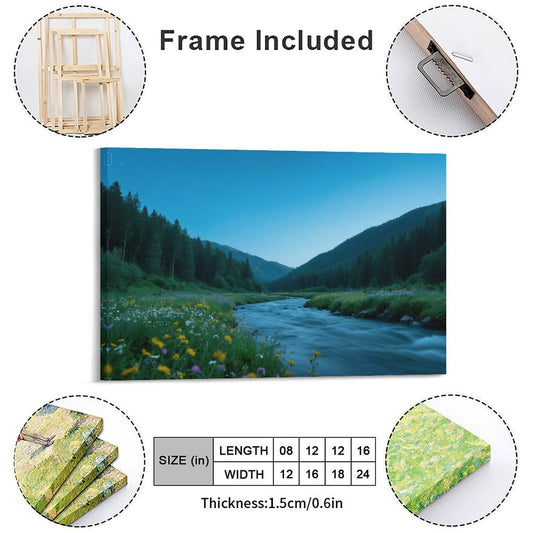 Decorative Interior Frame Painting Mountain-river-starry-summer-4