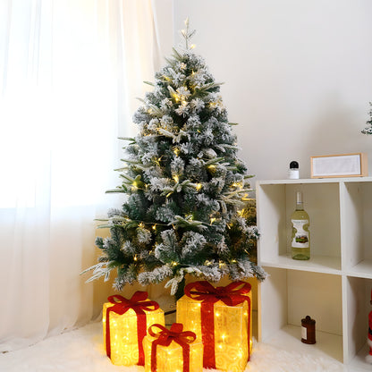 US Local 1 Piece Of 180cm - Tall White Flocked Christmas Tree, Thickened And Densified, With Lights