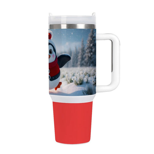 USA Local Large Capacity Car Cup Xmas Penguin_1 Red 40oz