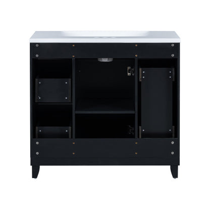 US Local 36  Bathroom Vanity Cabinet With Sink Top Combo Set , Black ,Single Sink,Shaker Cabinet With Soft Closing Door And 3 Drawers