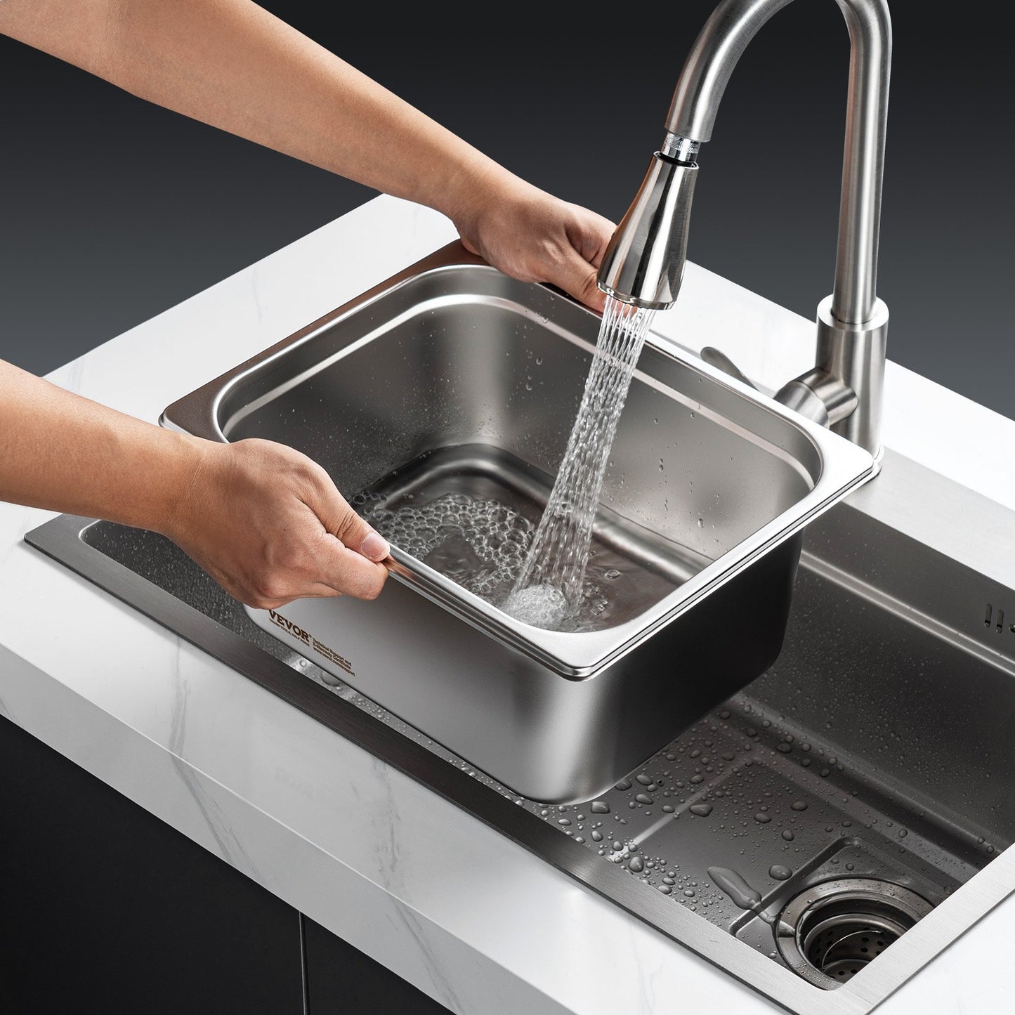 US Local 8 Pack Hotel Pans, Anti-Jam Steam Pan With Lid, 0.8mm Thick Stainless Steel Steam Table Pan, 4-Inch Deep Commercial Table Pan, Catering Storage Food Pan, For Industrial & Scientific