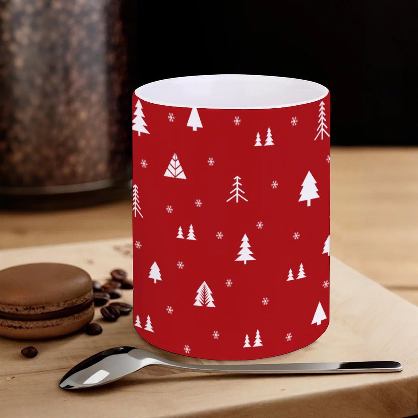 POD US Local White mug with full print, Christmas Trees 0006