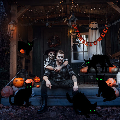 US Local 6Pcs Skull Or 6Pcs Tomb Or 5Pcs Black Cat Halloween Yard Sign Decorations  Glow In The Dark For Haunted House Garden Yard And Scary Theme Party