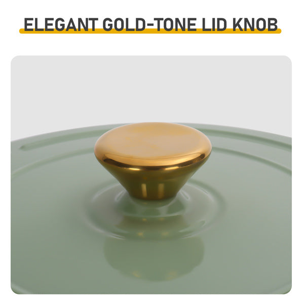 US Local Cast Iron 6QT Cookware Gradient Green With Two Silicone Gloves Enameled Pot