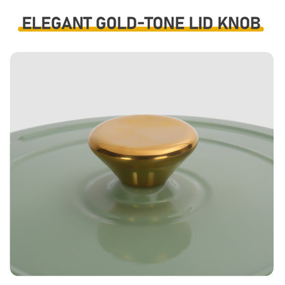 US Local Cast Iron 6QT Cookware Gradient Green With Two Silicone Gloves Enameled Pot