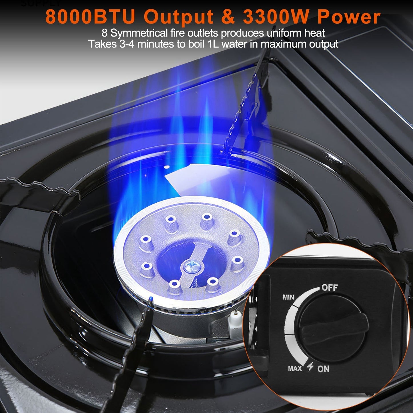 US Local 1 Pc 3300W Portable Camping Stove Butane Canister Dual Fuel Burner Piezo Electric Ignition Single Burner With Automatic Tank Ejection Overpressure Cut Off Carry Case For Camping Hiking Picnic Fishing B
