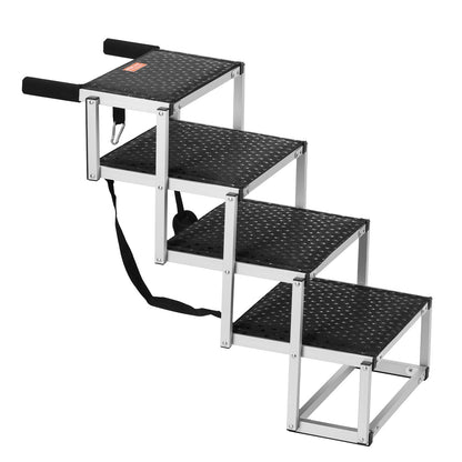 US Local VEVOR Dog Stair For Cars 4-step Folding Dog Steps Aluminum Loads Up To 150 Lbs