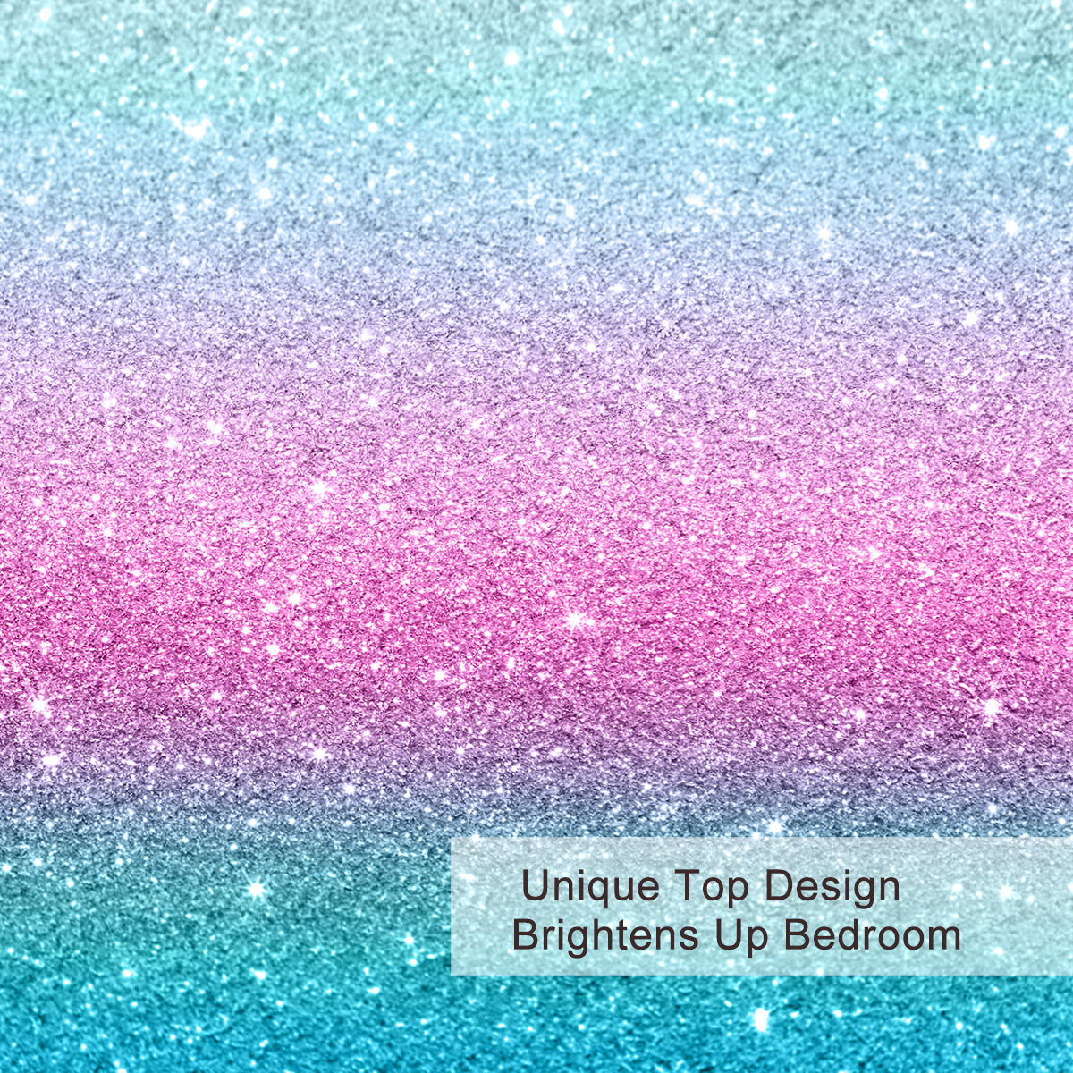 US & UK Local Girly Duvet Cover Rainbow Glitter Ombre Bedding Sets 3 Pcs Chic  Purple Blue Green Pastel Bed Spreads Sparkle Quilt Cover Set With 2 Pillow Shams