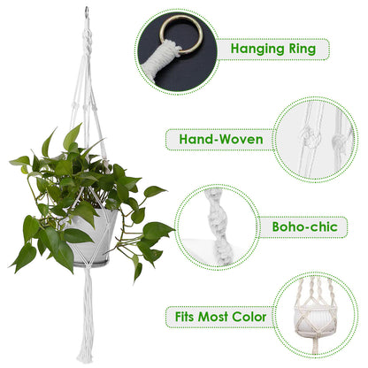 US Local 2Pcs Plant Hanger Flowerpot Net Bag 40in Cotton Rope Plant Hangers 4Legs Plant Hanger Fit For Round Or Square Plant Pot