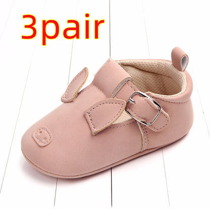 US Local Spring and autumn cartoon animal baby shoes matte leather non-slip soft bottom
