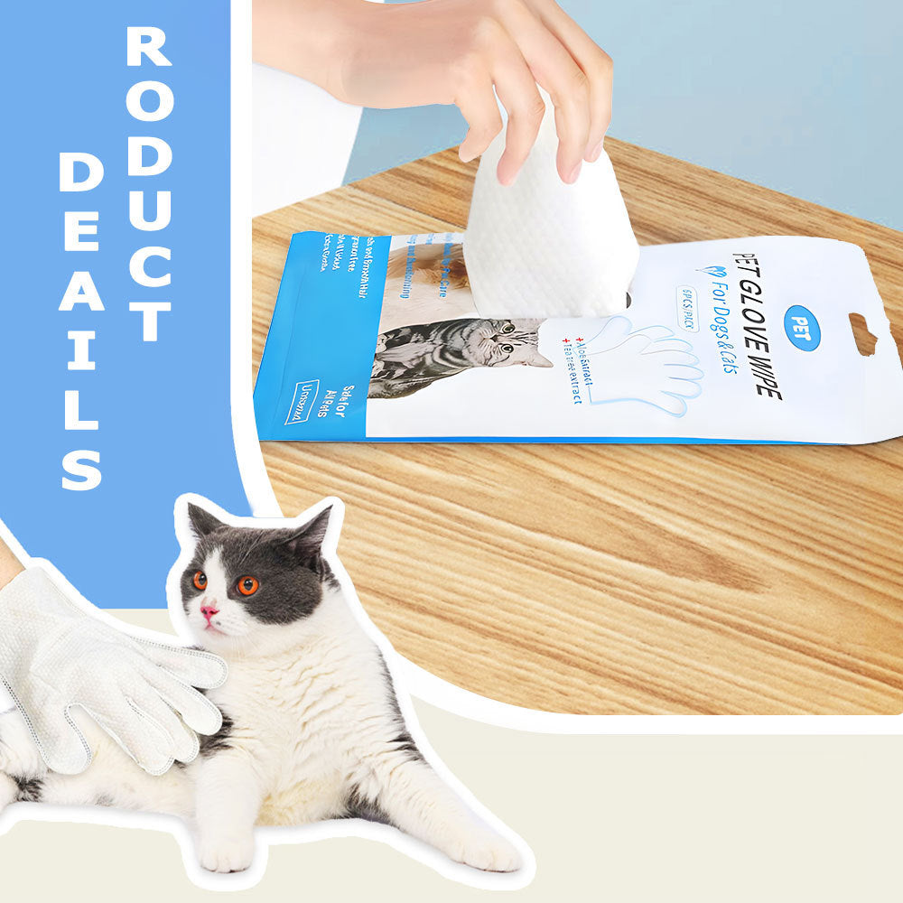 US Local Cleaning Wipes Gloves For Dog And Cat,Pet Bathing Wipes Cleaning & Deodorizing,Dog Wipes For Body Paws Butt Daily Care,Cat Grooming Wipes Cleaning Fur Traveling Rinse Free,6PCS-1PACK