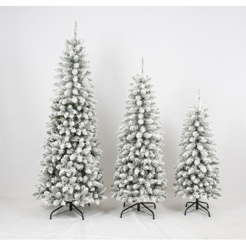 US Local 3 Pcs Flocked Artificial Christmas Tree Set With Lights, 4ft 5ft 6ft Christmas Snow Tree Set, Christmas Decor