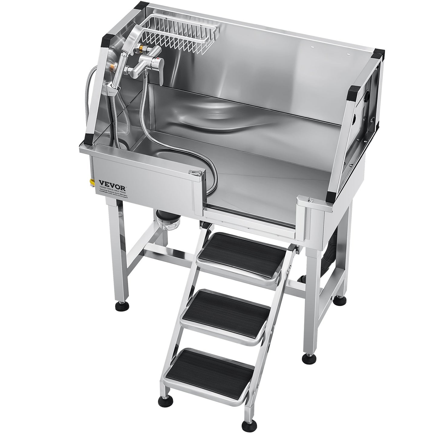 US Local 34 Dog Grooming Bath Tub Stainless Steel W Stairs Faucet Showerhead