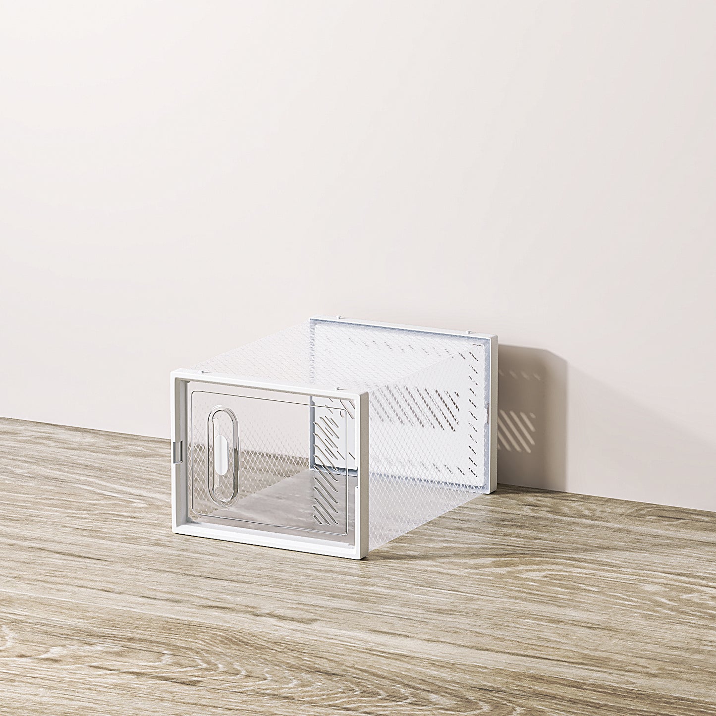 US Local White Medium 6PCS 35x25x19cm Shoebox, Plastic, Grid, Free Combination