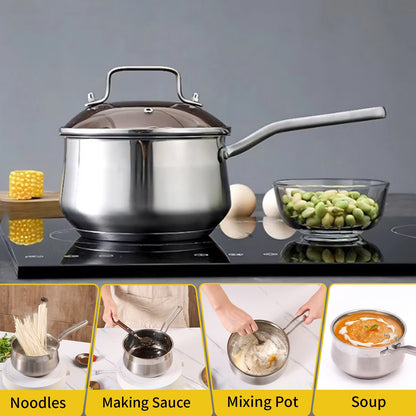 US Local WANGYUANJI Non-Stick Stainless Steel Saucepan With Lid, 2.85QT Small Soup Pot For All Stoves, Oven Save, Dishwasher Safe