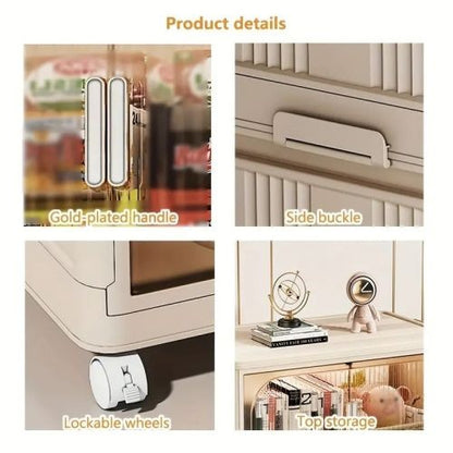 US Local Collapsible Storage Bins With Magnetic Door  Plastic Storage Cabinet With Wheels  Closet Organizers And Storage Containers