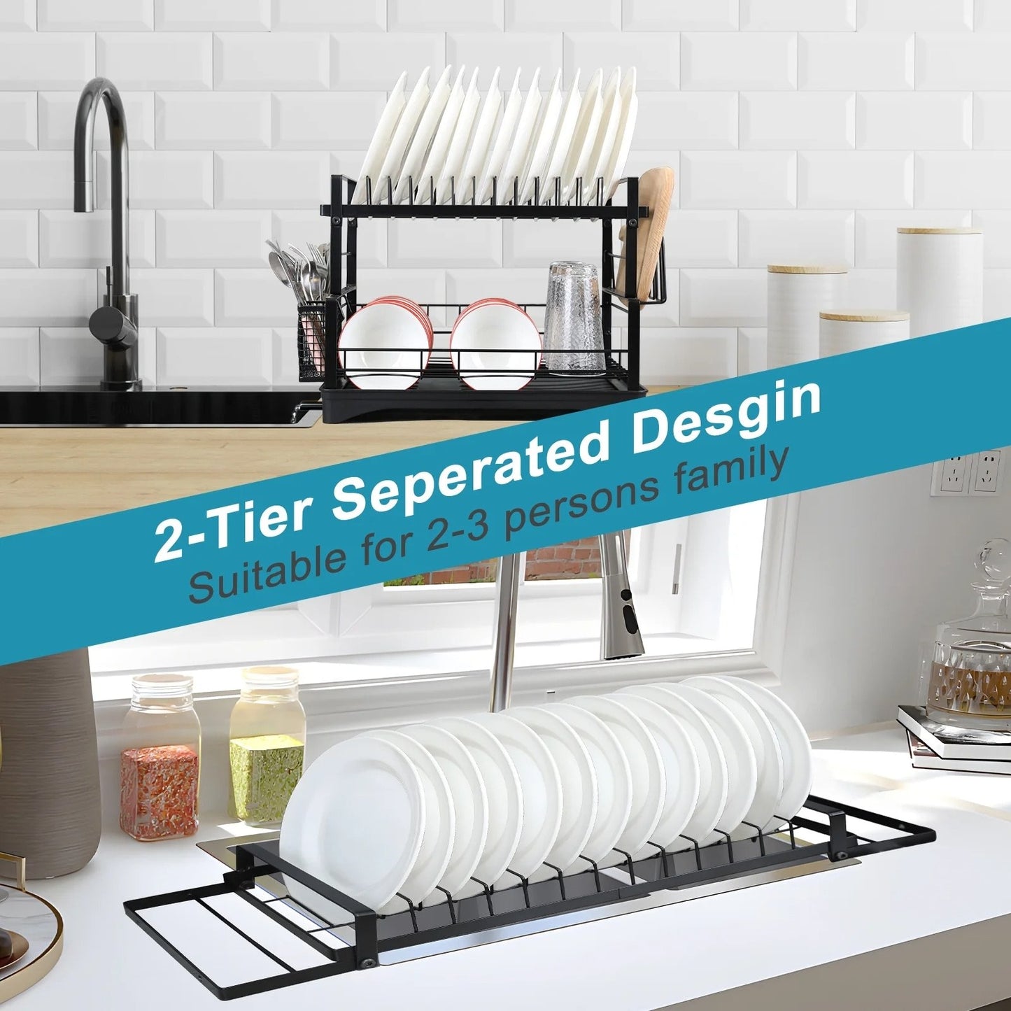 US Local Upgraded 2 Piece Cookware Set Organizer Rack And Dish Drying Rack 8 Tier Pot And Pan Organizer For Kitchen Counter