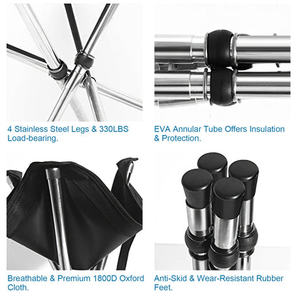 US Local 1 Pc Foldable Camping Stool Retractable Portable Folding Chair Easy Setup Lightweight Backpacking Stool Carry Bag Fishing Camping Hiking BBQ