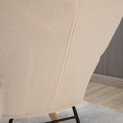 UK Local HOMCOM Berber Fleece Nursery Glider Rocker For Nursing, Wingback Rocking Chair For Living Room, Beige