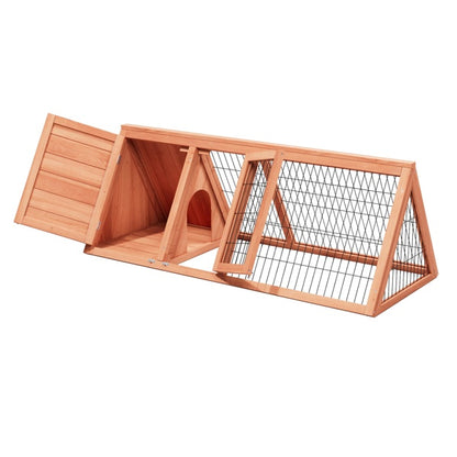 US Local Small Chicken Coop Outdoor A-Frame Quail Cage With 2 Door & Run Cage Wooden Triangle Quail Hutch With Ventilating Wire Poultry Hutch For Small Animal Indoor,Outdoor Use